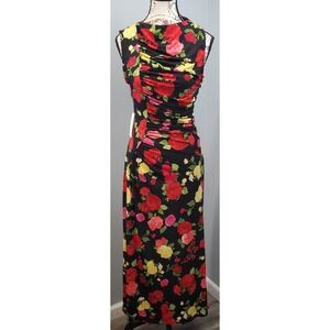 Premier Amour Bodycon Maxi Dress Womens 6 Multi Floral Ruched Detail Side Zip